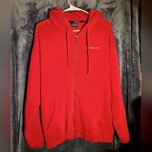 Mens Alphalete Zip Up Hoodie Jacket. Color Red. Size Large